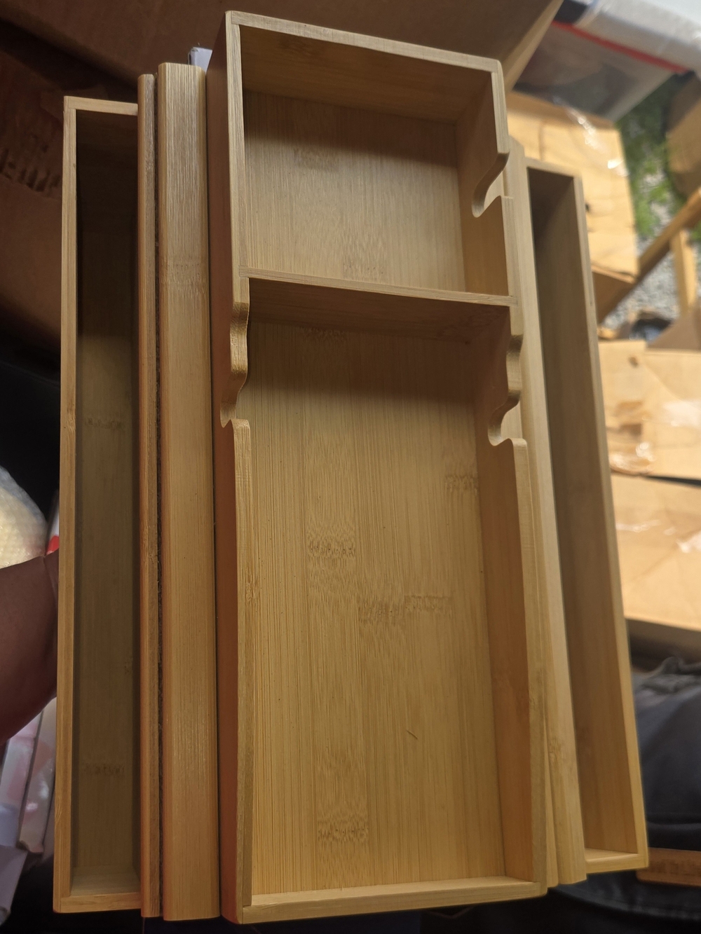 Bamboo Arm Rest Organizer Tray Set - Natural Light Wood